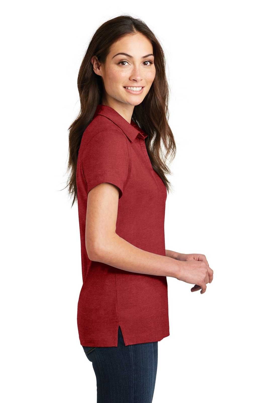 Port Authority L577 Ladies Meridian Cotton Blend Polo - Flame Red - HIT a Double - 3