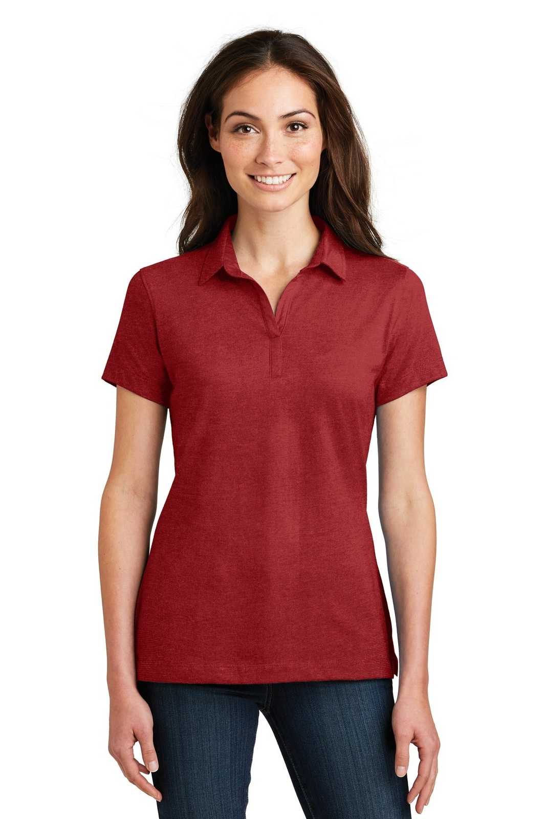 Port Authority L577 Ladies Meridian Cotton Blend Polo - Flame Red - HIT a Double - 1