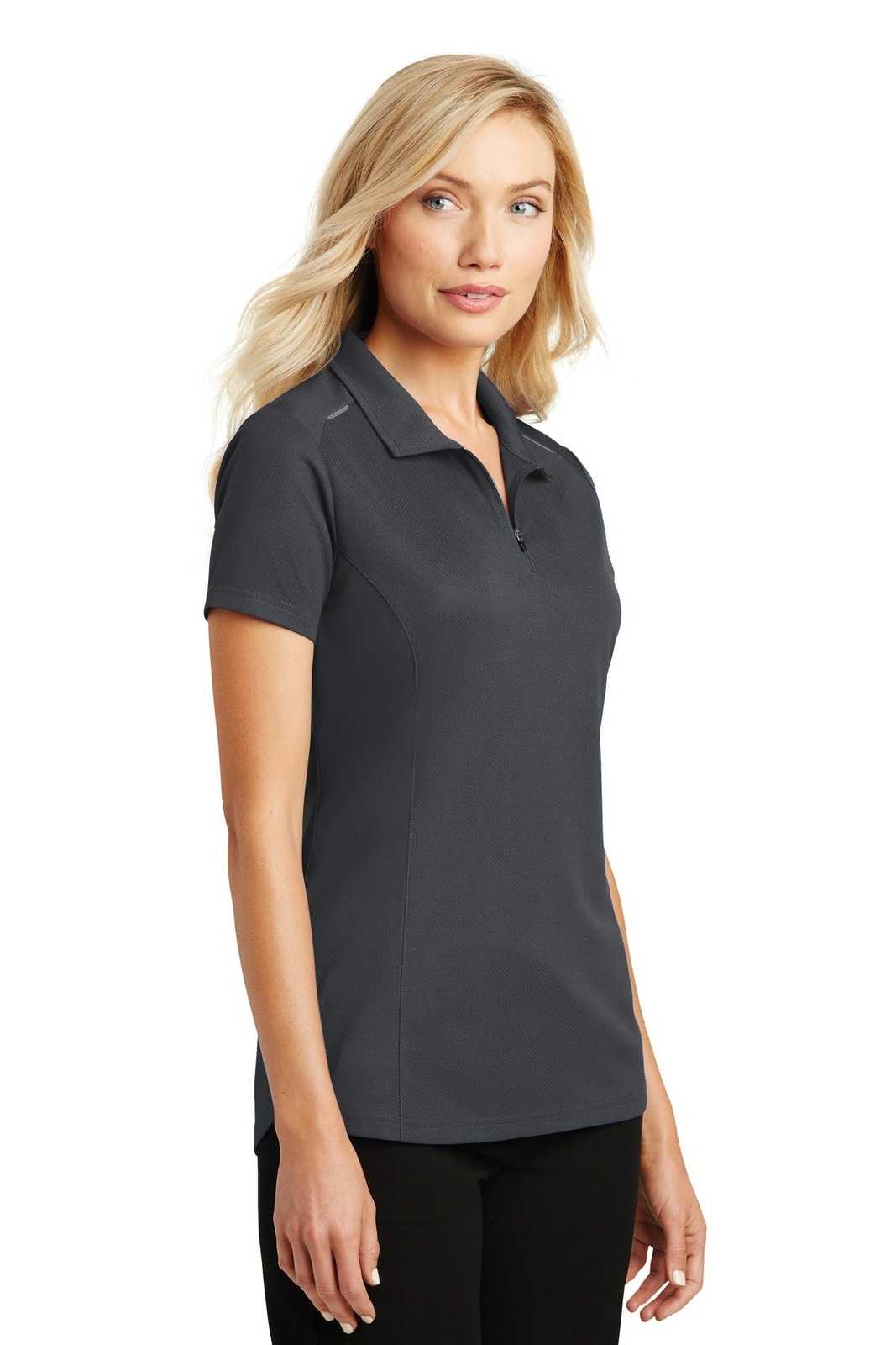 Port Authority L580 Ladies Pinpoint Mesh Zip Polo - Battleship Gray - HIT a Double - 4