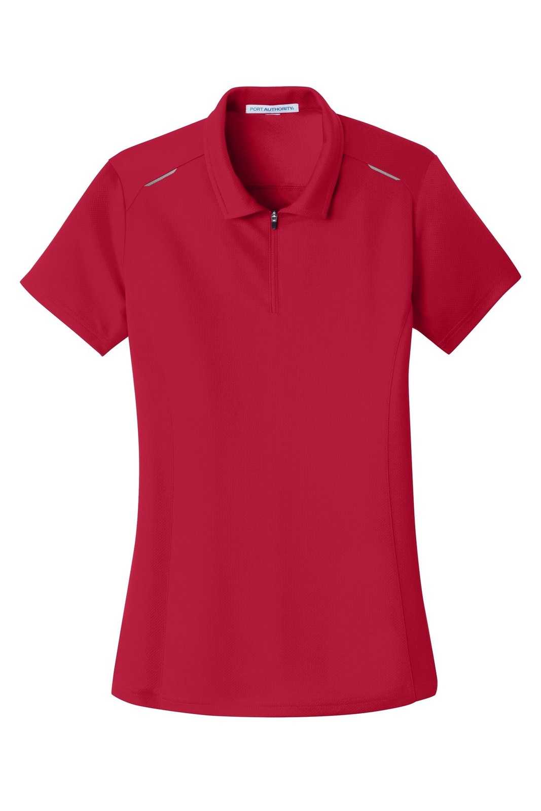 Port Authority L580 Ladies Pinpoint Mesh Zip Polo - Rich Red - HIT a Double - 5