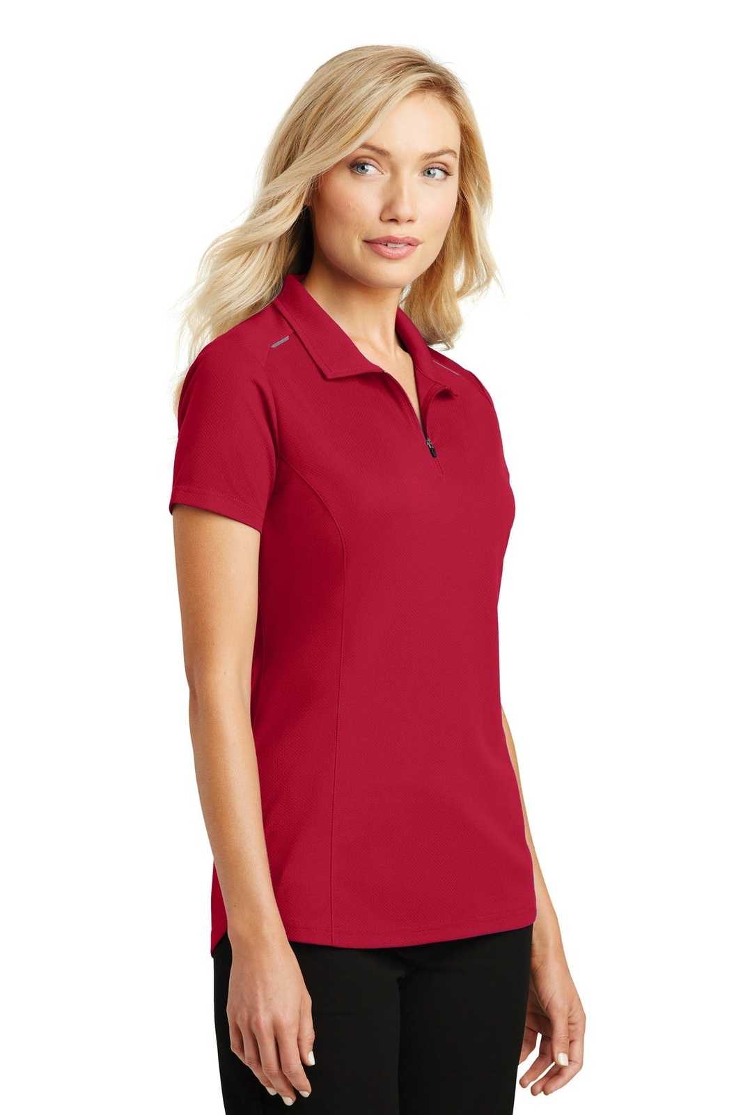 Port Authority L580 Ladies Pinpoint Mesh Zip Polo - Rich Red - HIT a Double - 4