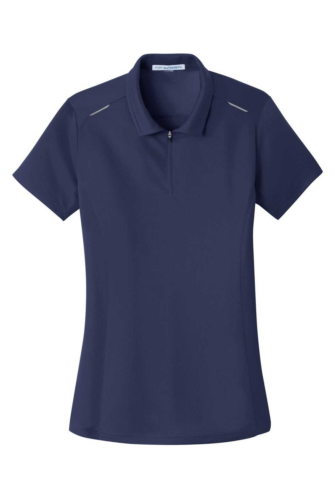 Port Authority L580 Ladies Pinpoint Mesh Zip Polo - True Navy - HIT a Double - 5