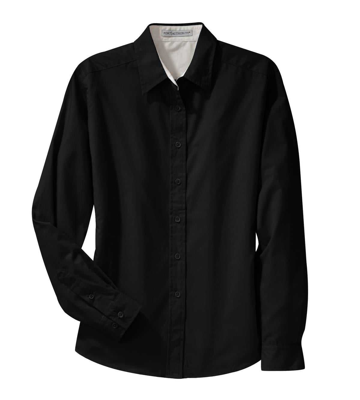 Port Authority L608 Ladies Long Sleeve Easy Care Shirt - Black Light Stone - HIT a Double - 5