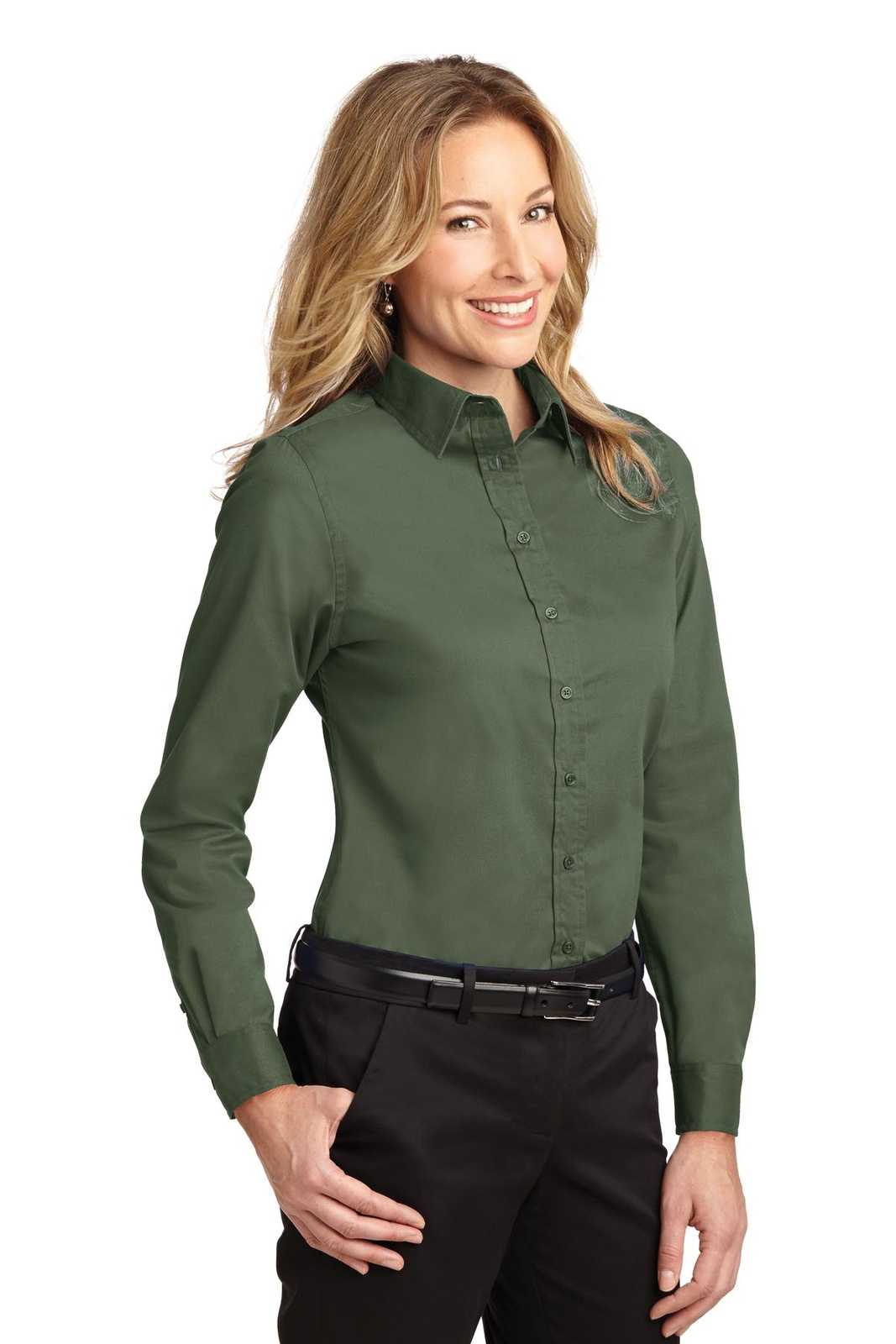 Port Authority L608 Ladies Long Sleeve Easy Care Shirt - Clover Green - HIT a Double - 4
