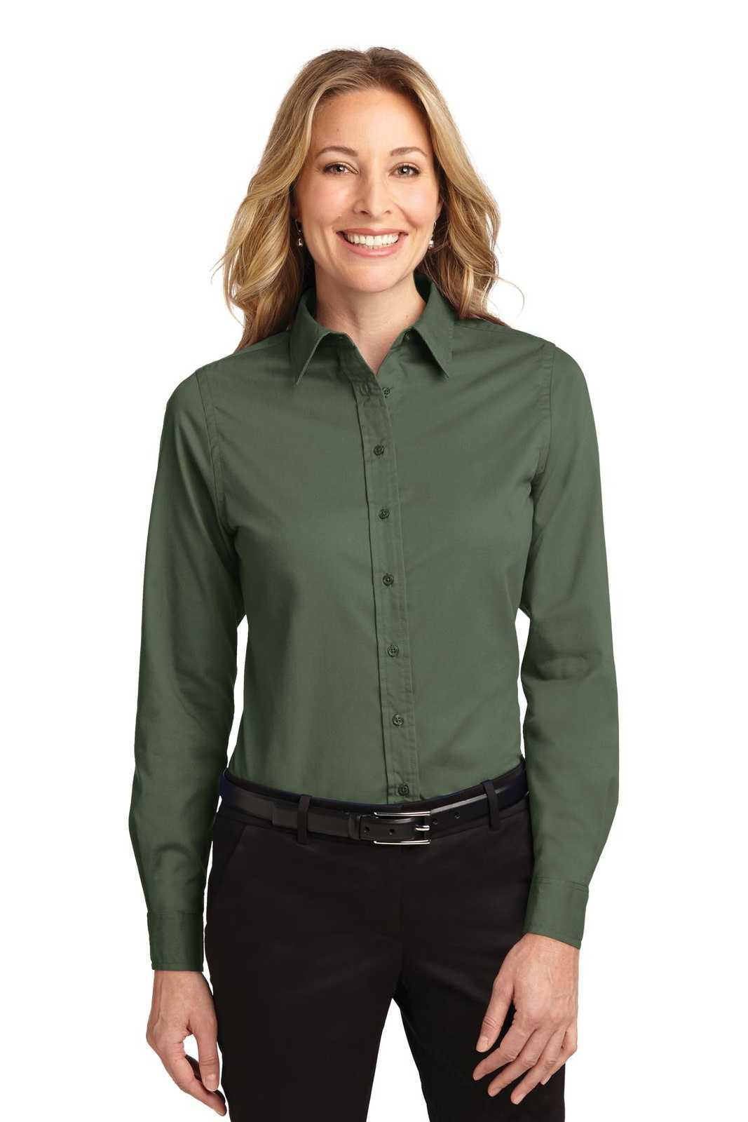 Port Authority L608 Ladies Long Sleeve Easy Care Shirt - Clover Green - HIT a Double - 1