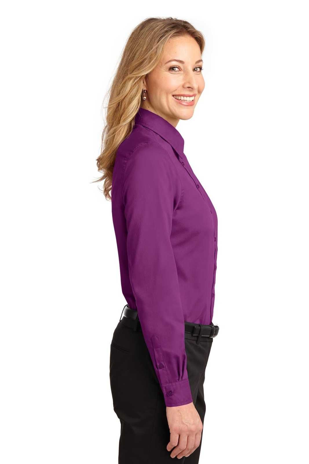 Port Authority L608 Ladies Long Sleeve Easy Care Shirt - Deep Berry - HIT a Double - 3