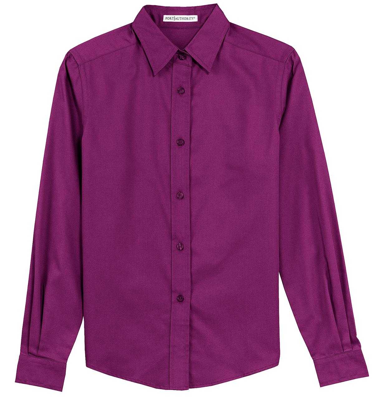 Port Authority L608 Ladies Long Sleeve Easy Care Shirt - Deep Berry - HIT a Double - 5