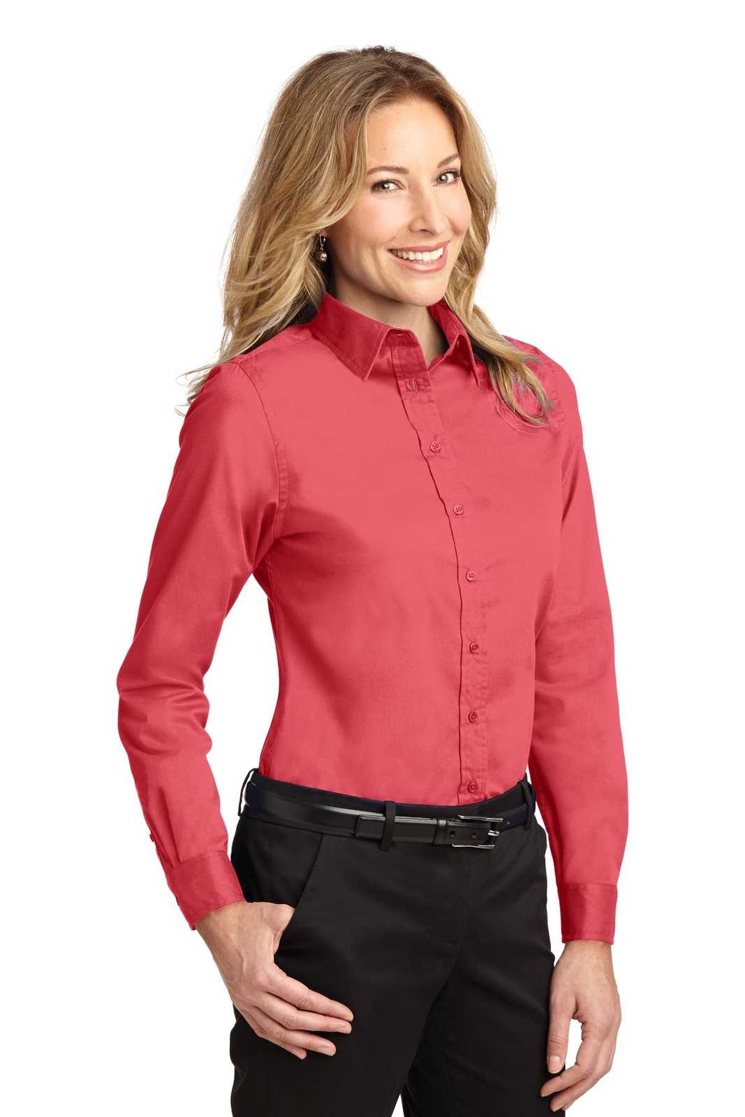 Port Authority L608 Ladies Long Sleeve Easy Care Shirt - Hibiscus - HIT a Double - 4