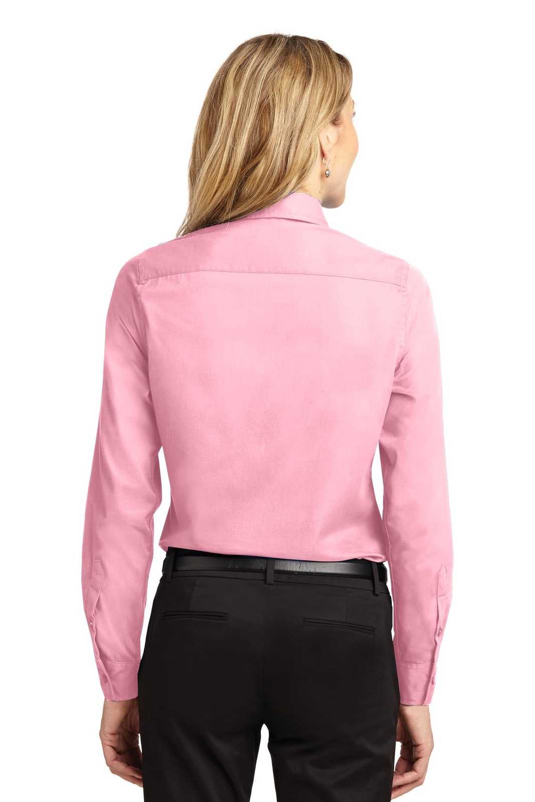 Port Authority L608 Ladies Long Sleeve Easy Care Shirt - Light Pink - HIT a Double - 2