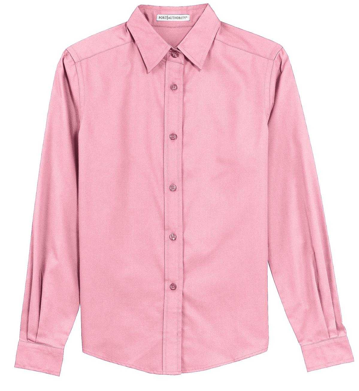 Port Authority L608 Ladies Long Sleeve Easy Care Shirt - Light Pink - HIT a Double - 5