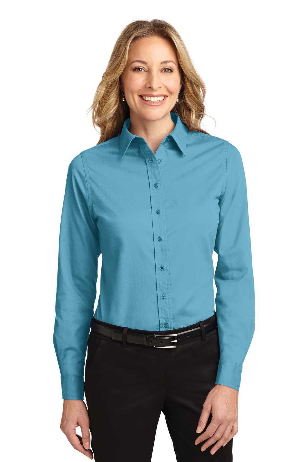 Port Authority L608 Ladies Long Sleeve Easy Care Shirt - Maui Blue - HIT a Double - 1