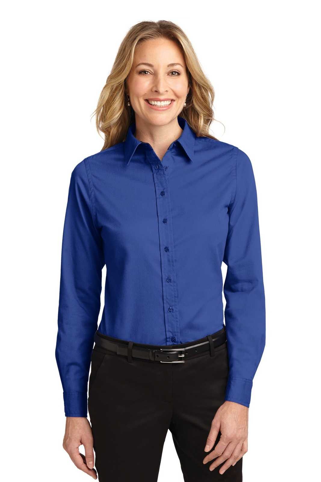 Port Authority L608 Ladies Long Sleeve Easy Care Shirt - Royal Classic Navy - HIT a Double - 1
