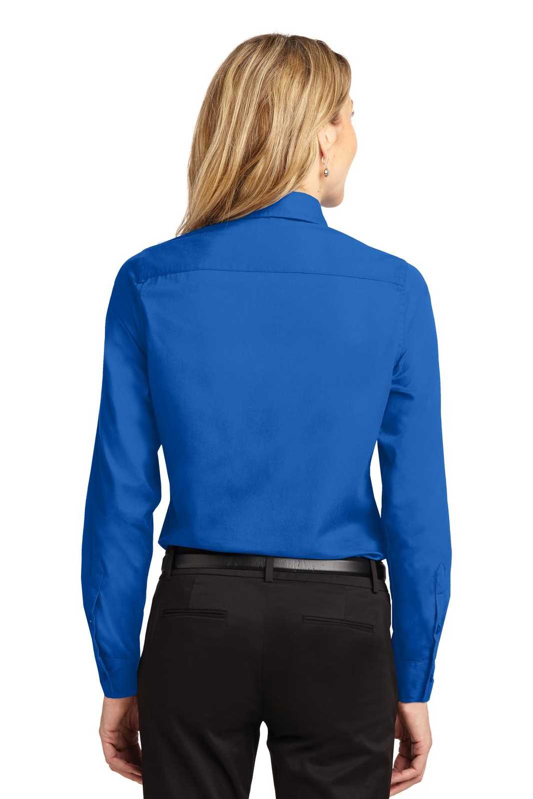 Port Authority L608 Ladies Long Sleeve Easy Care Shirt - Strong Blue - HIT a Double - 2