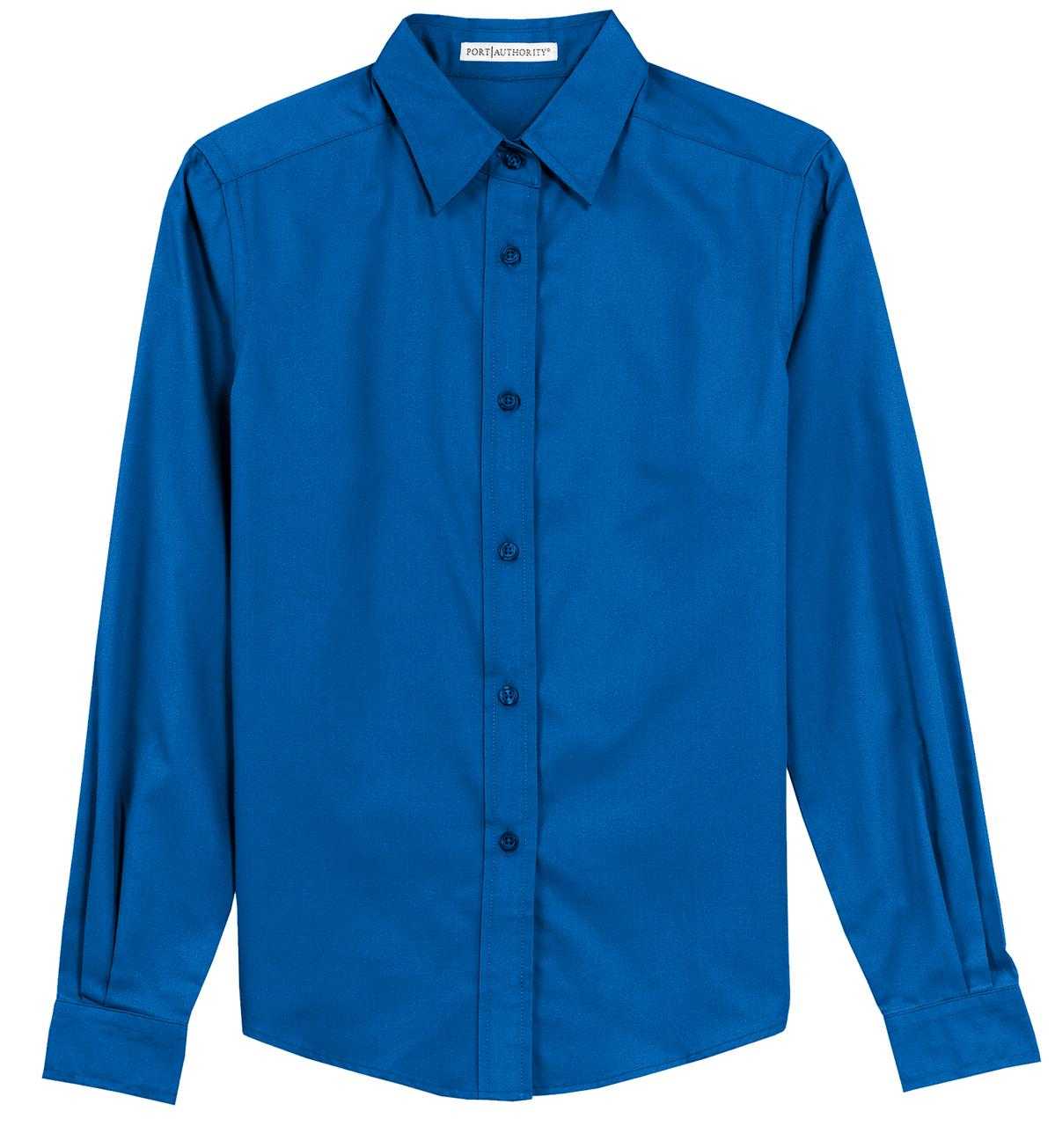 Port Authority L608 Ladies Long Sleeve Easy Care Shirt - Strong Blue - HIT a Double - 4