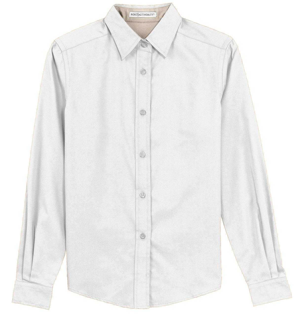 Port Authority L608 Ladies Long Sleeve Easy Care Shirt - White Light Stone - HIT a Double - 5