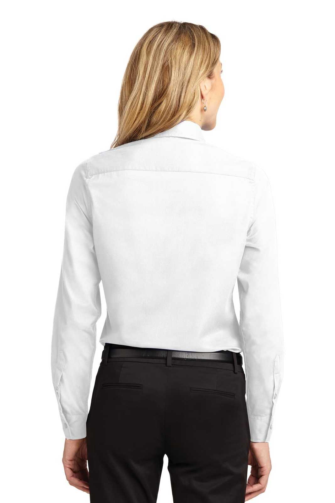 Port Authority L608 Ladies Long Sleeve Easy Care Shirt - White Light Stone - HIT a Double - 2