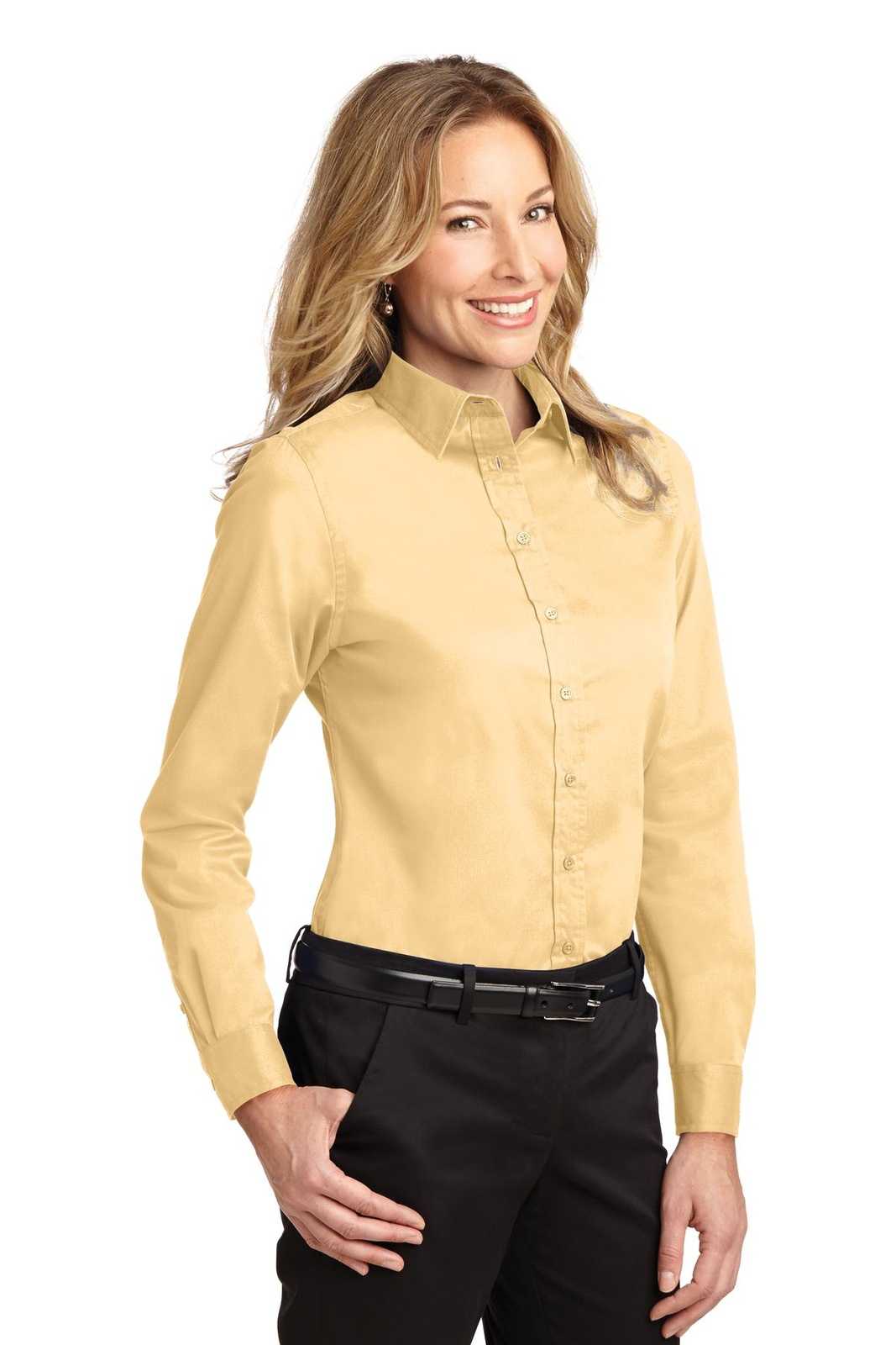 Port Authority L608 Ladies Long Sleeve Easy Care Shirt - Yellow - HIT a Double - 4