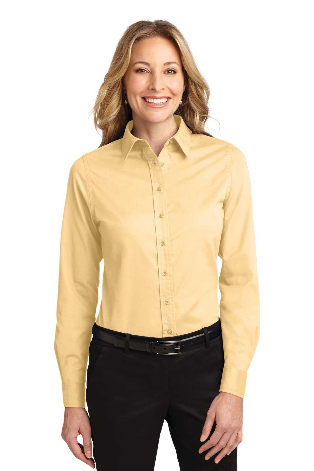 Port Authority L608 Ladies Long Sleeve Easy Care Shirt - Yellow - HIT a Double - 1