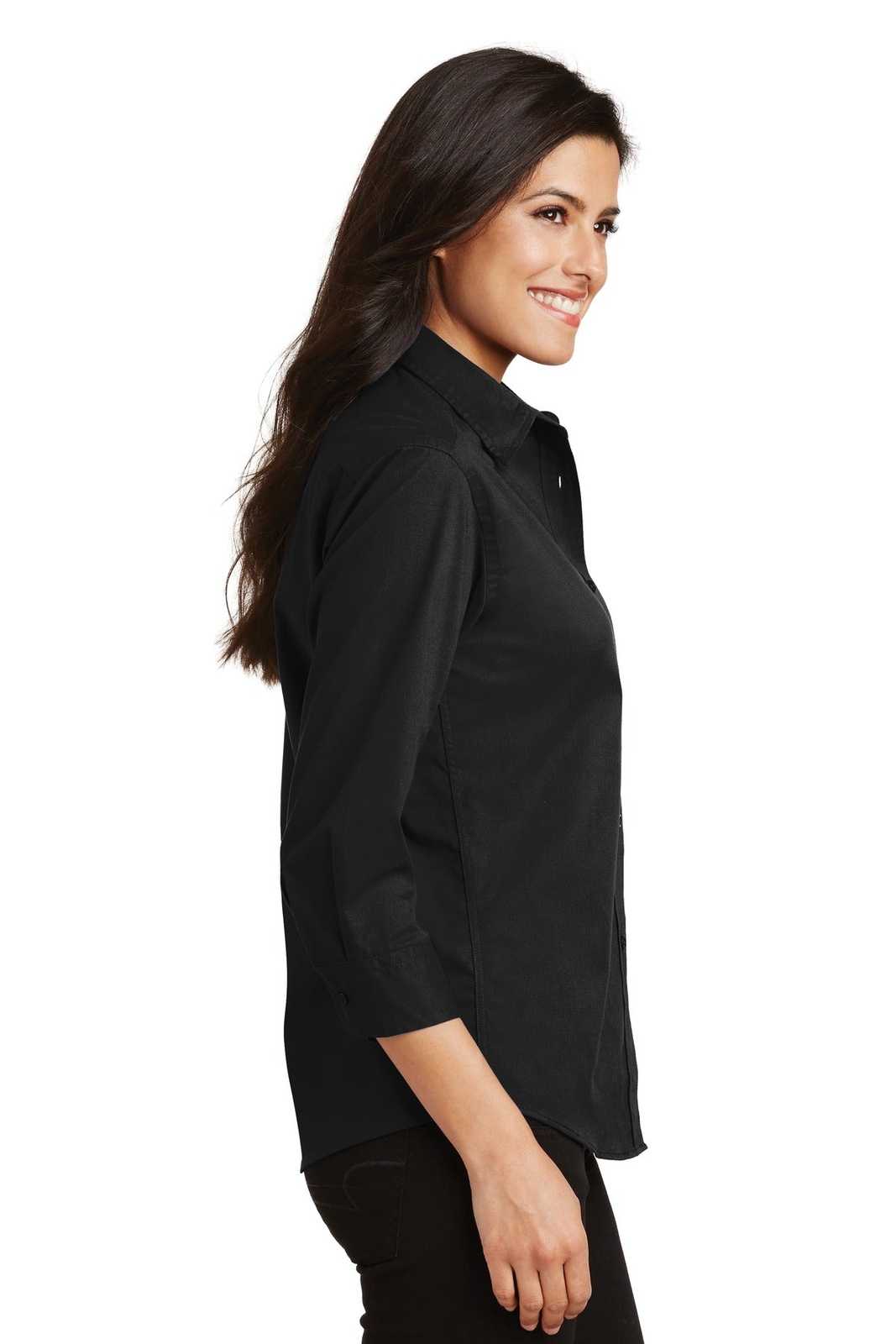 Port Authority L612 Ladies 3/4-Sleeve Easy Care Shirt - Black - HIT a Double - 3