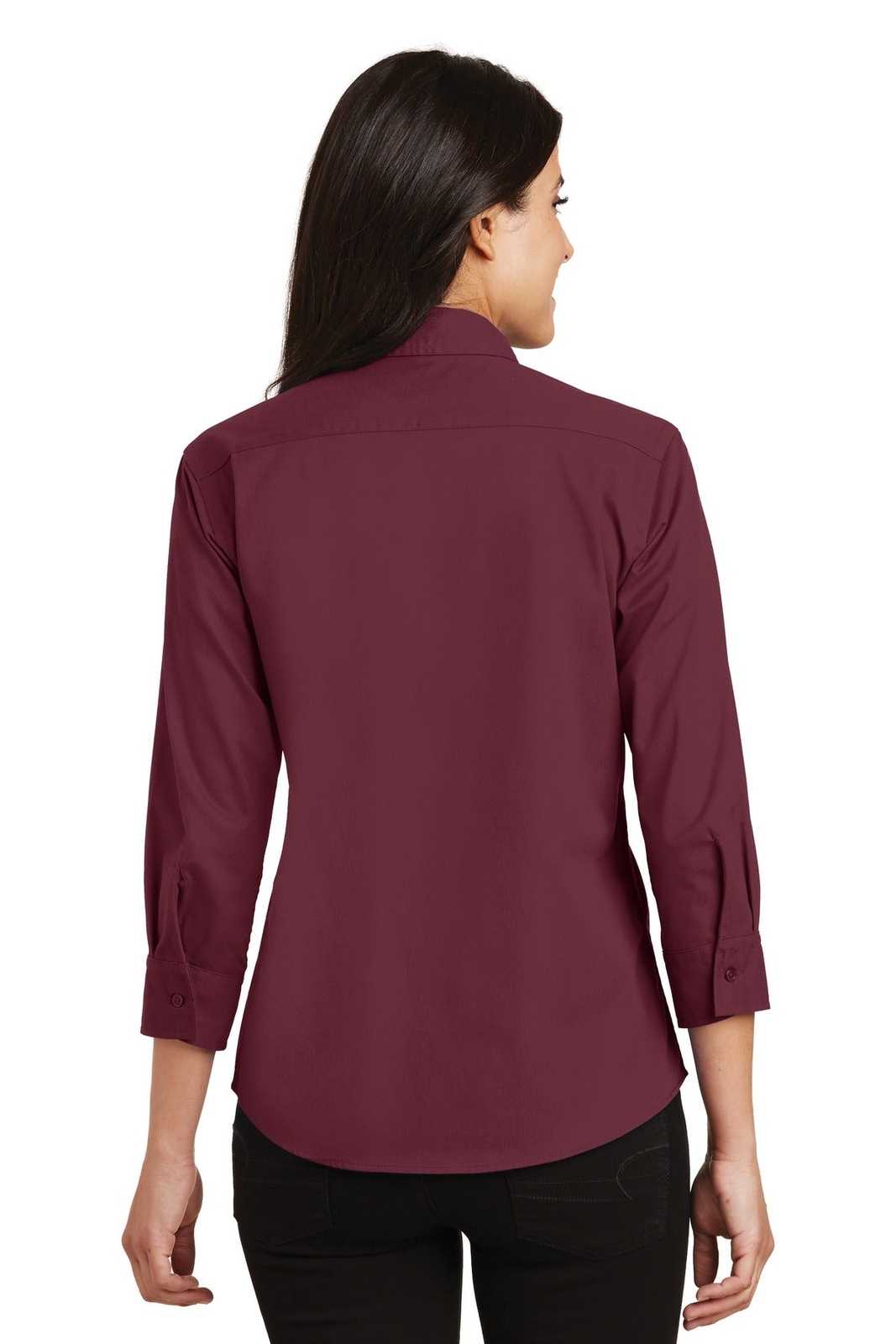 Port Authority L612 Ladies 3/4-Sleeve Easy Care Shirt - Burgundy - HIT a Double - 2