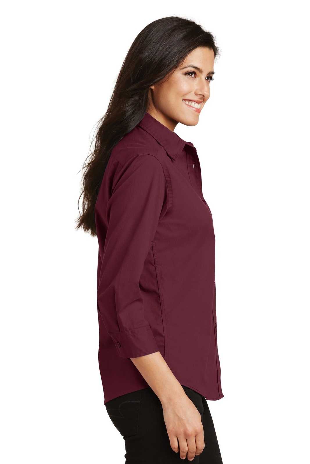 Port Authority L612 Ladies 3/4-Sleeve Easy Care Shirt - Burgundy - HIT a Double - 3