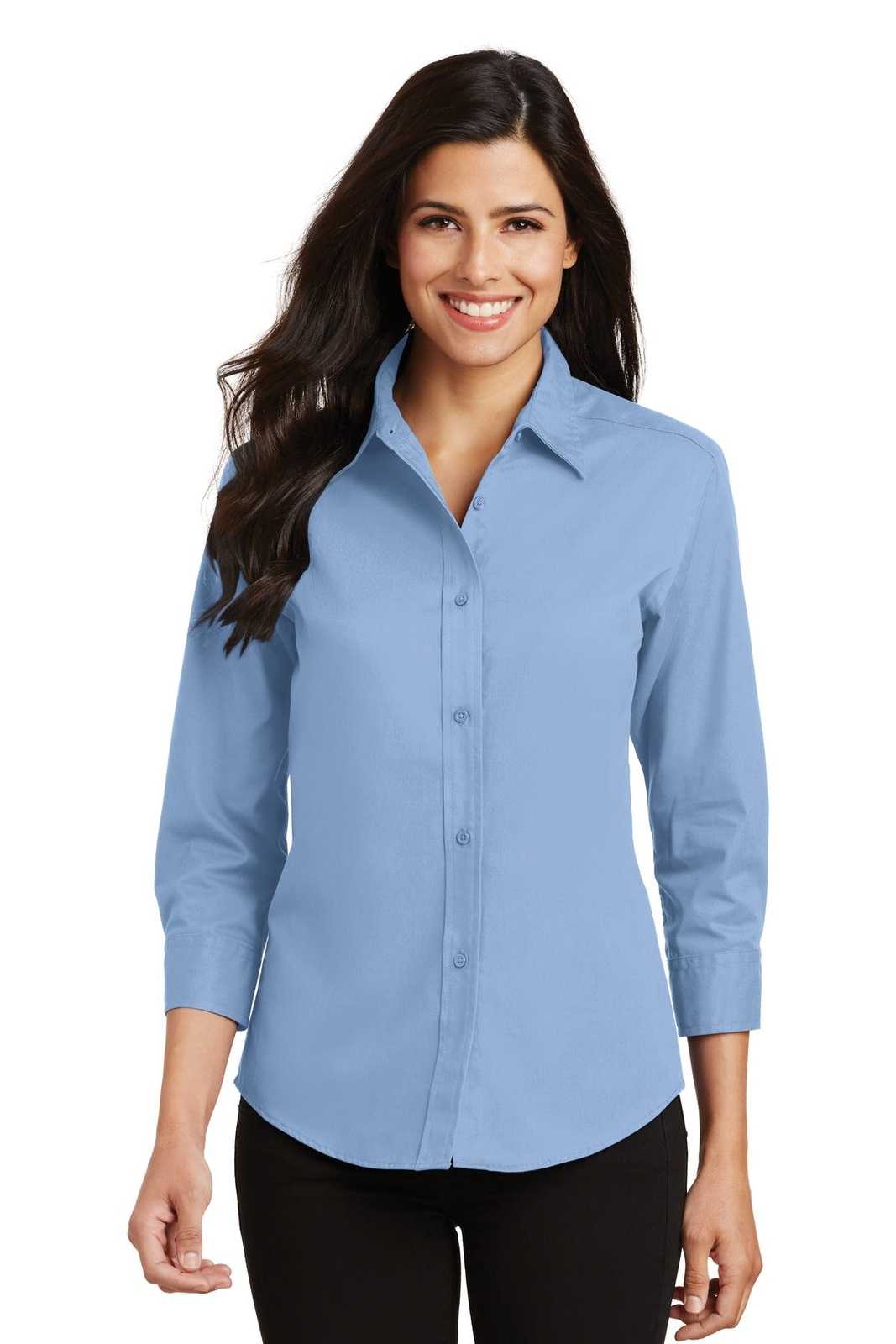 Port Authority L612 Ladies 3/4-Sleeve Easy Care Shirt - Light Blue - HIT a Double - 1