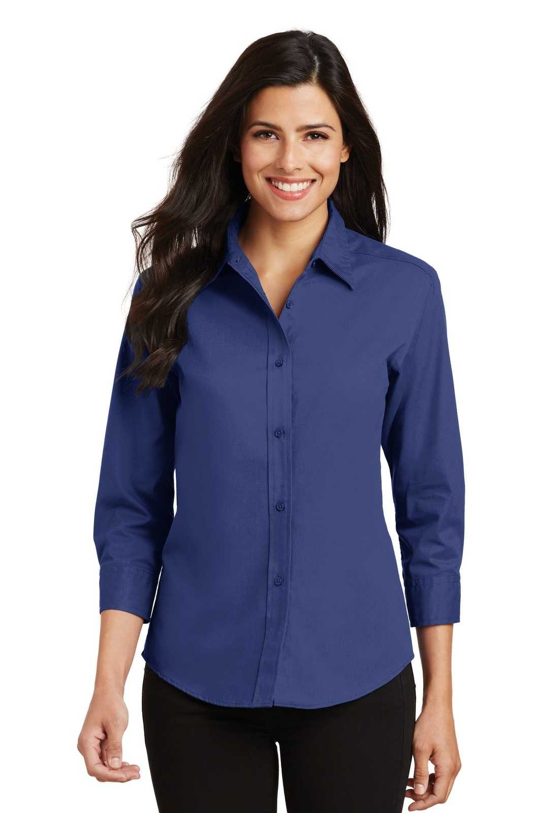 Port Authority L612 Ladies 3/4-Sleeve Easy Care Shirt - Mediterranean Blue - HIT a Double - 1