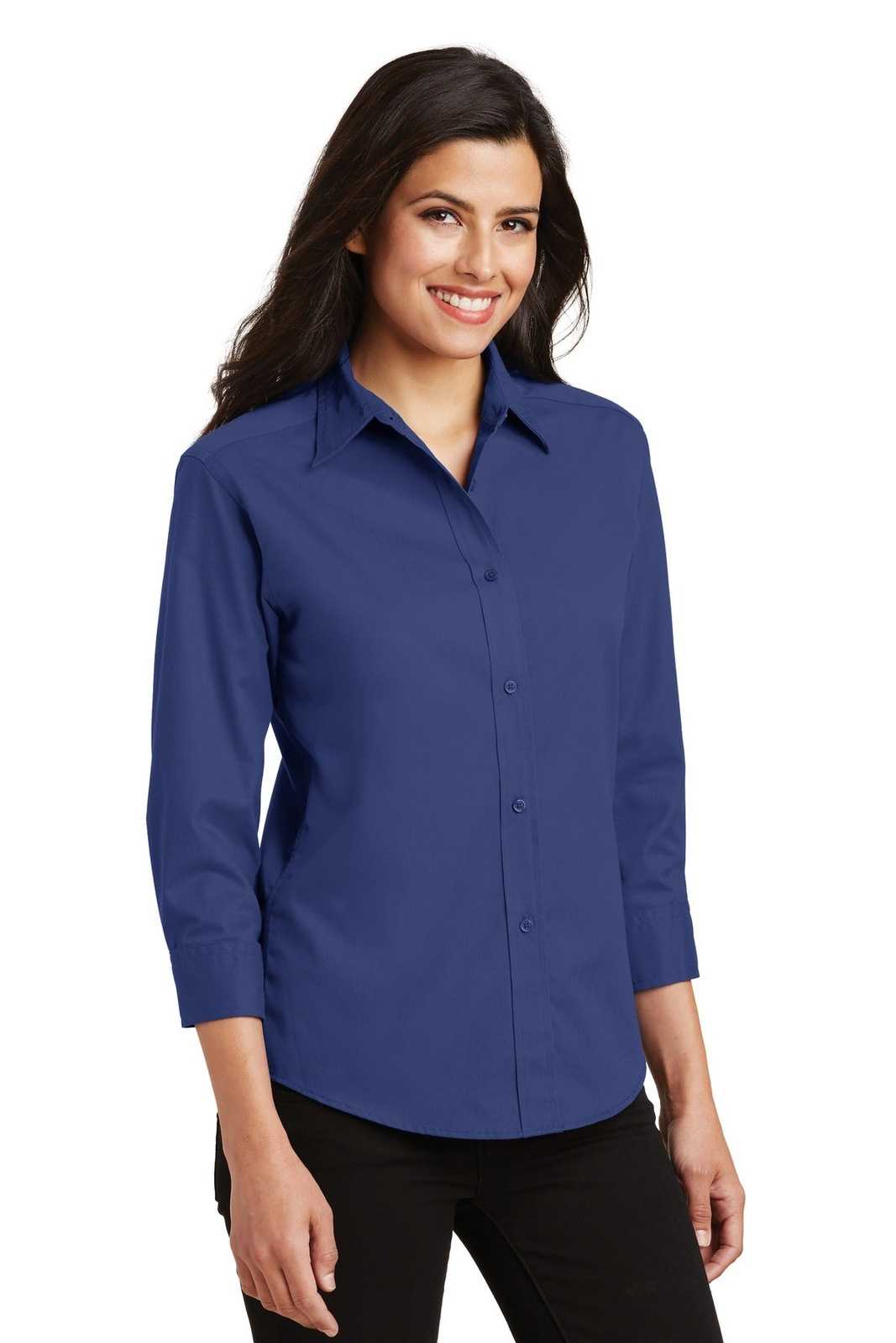 Port Authority L612 Ladies 3/4-Sleeve Easy Care Shirt - Mediterranean Blue - HIT a Double - 4