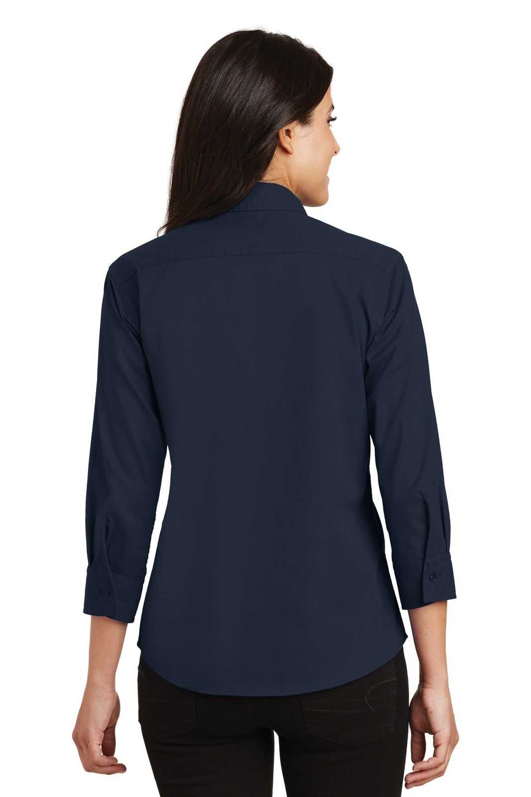Port Authority L612 Ladies 3/4-Sleeve Easy Care Shirt - Navy - HIT a Double - 2
