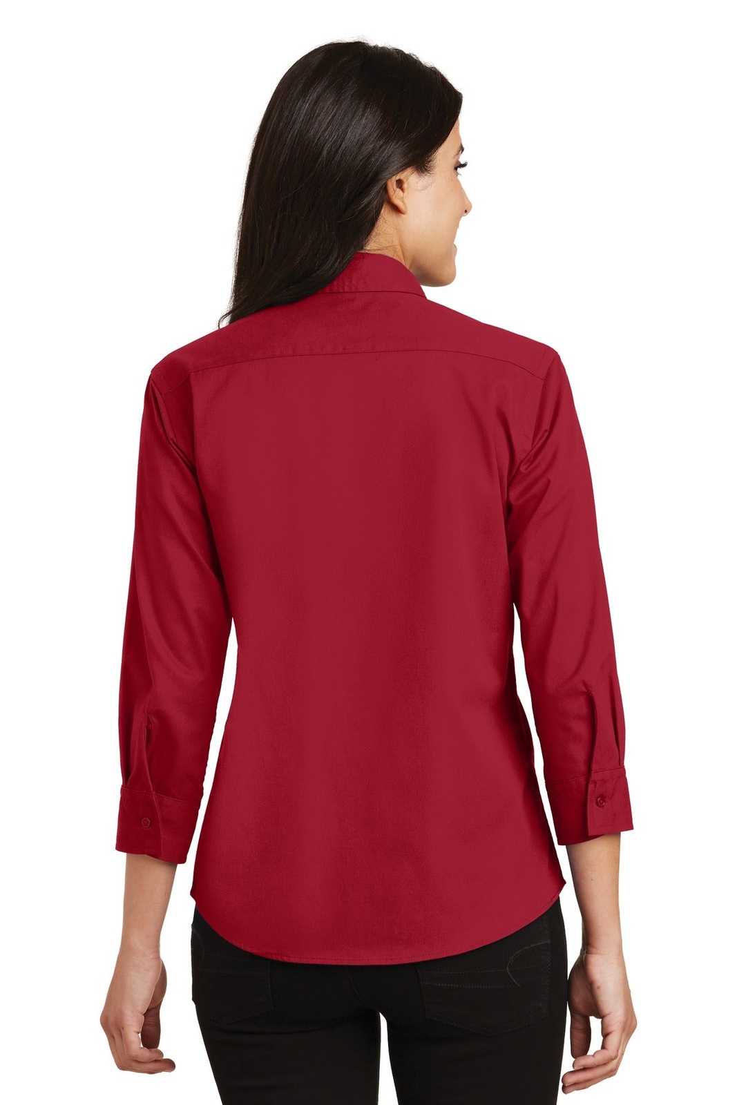 Port Authority L612 Ladies 3/4-Sleeve Easy Care Shirt - Red - HIT a Double - 2