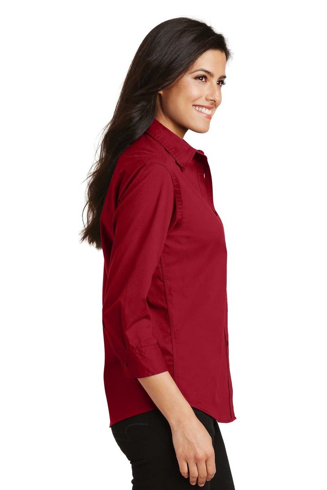 Port Authority L612 Ladies 3/4-Sleeve Easy Care Shirt - Red - HIT a Double - 3