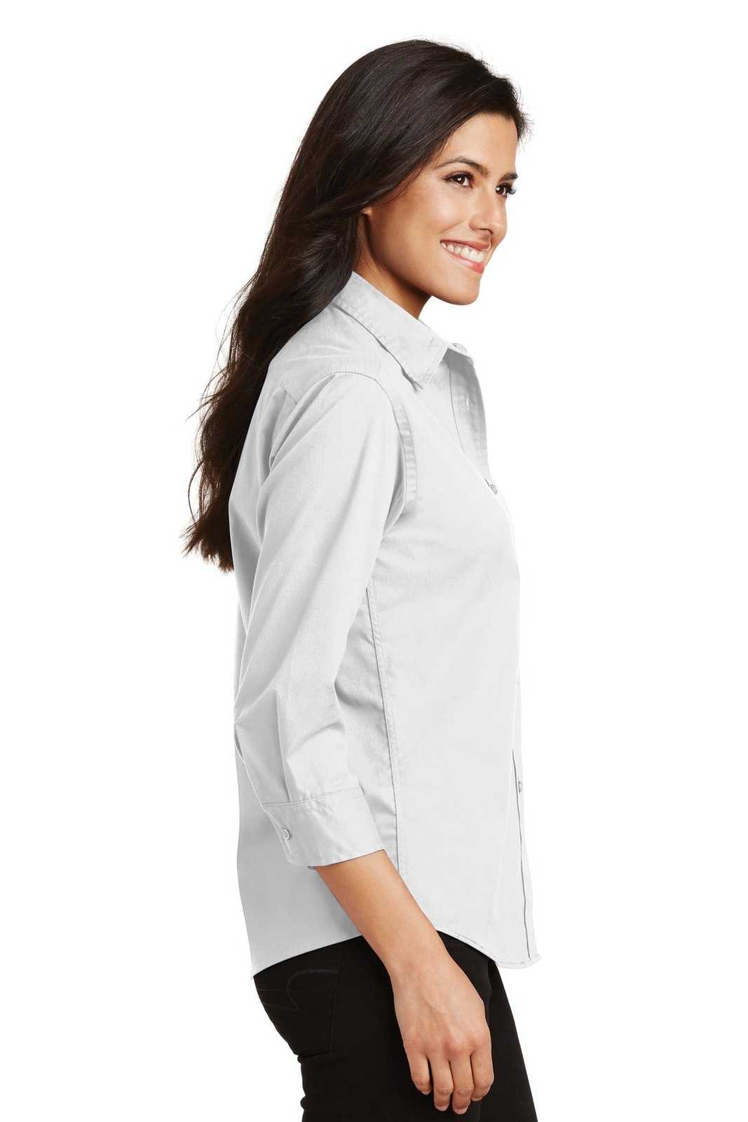 Port Authority L612 Ladies 3/4-Sleeve Easy Care Shirt - White - HIT a Double - 3