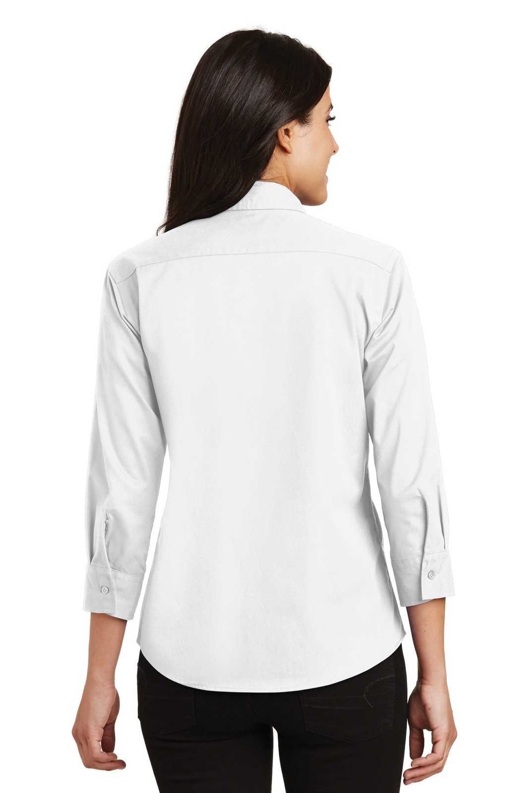 Port Authority L612 Ladies 3/4-Sleeve Easy Care Shirt - White - HIT a Double - 2