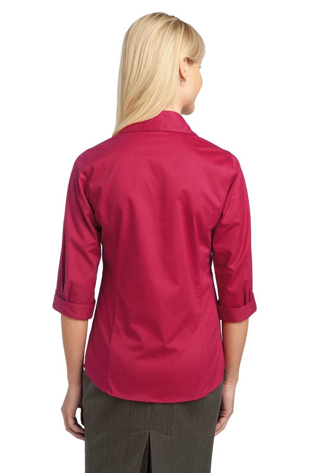 Port Authority L6290 Improved Ladies 3/4-Sleeve Blouse - Raspberry Pink - HIT a Double - 2