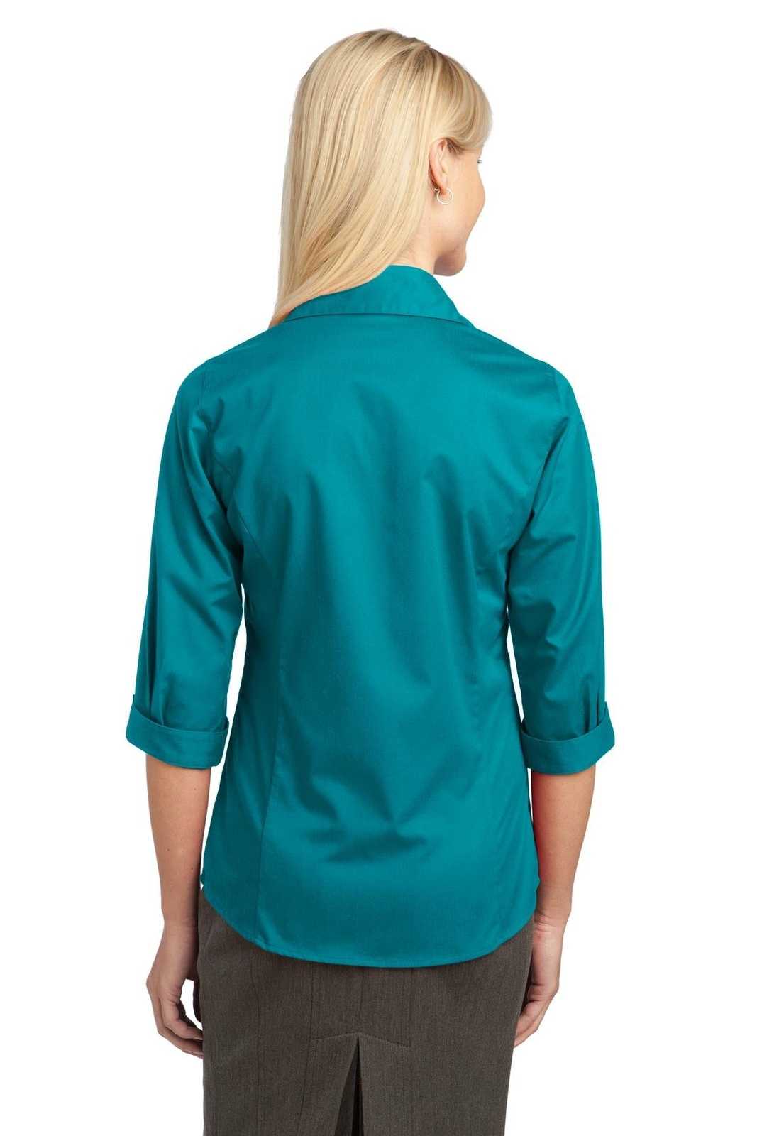 Port Authority L6290 Improved Ladies 3/4-Sleeve Blouse - Teal Green - HIT a Double - 2
