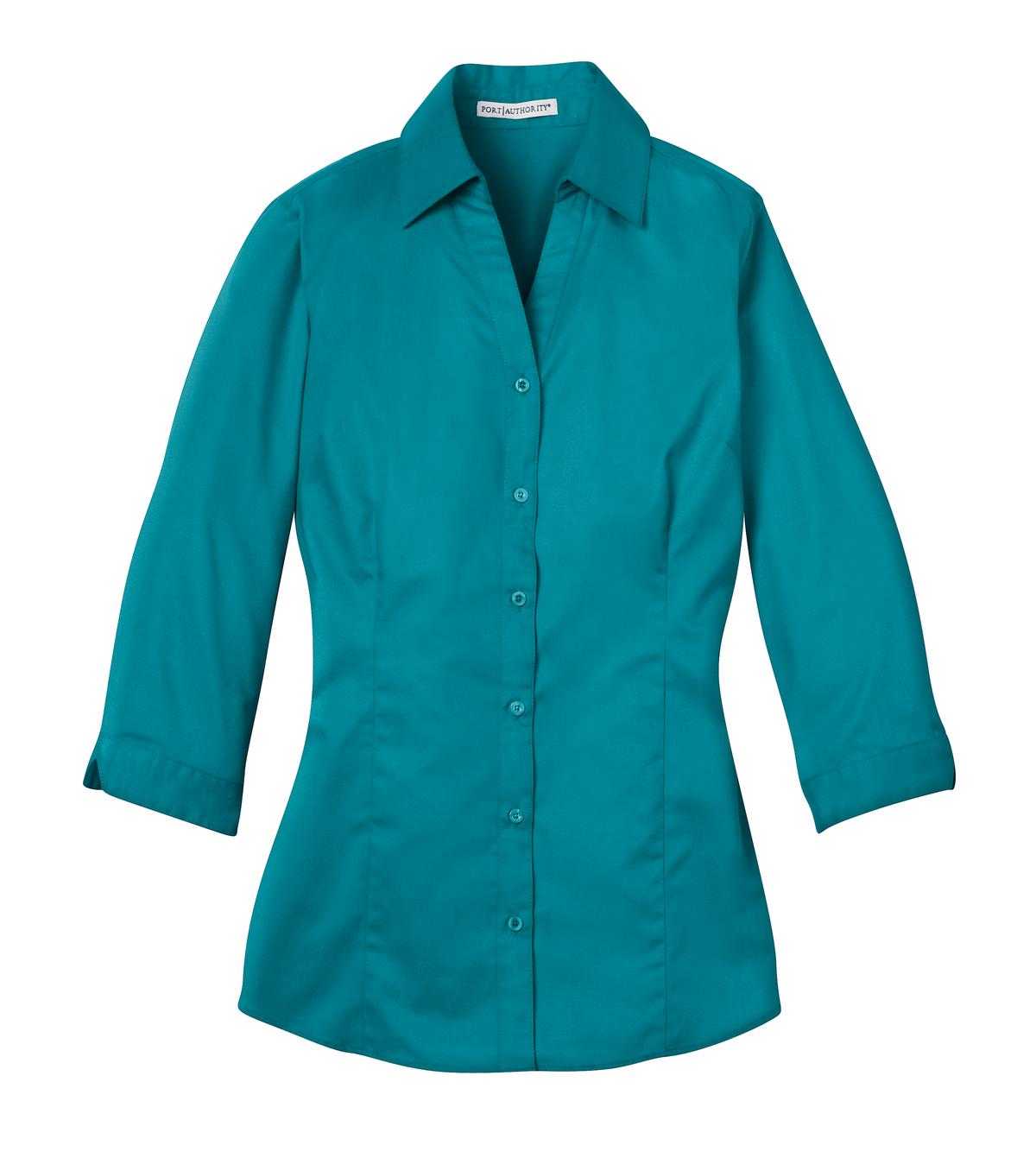 Port Authority L6290 Improved Ladies 3/4-Sleeve Blouse - Teal Green - HIT a Double - 5