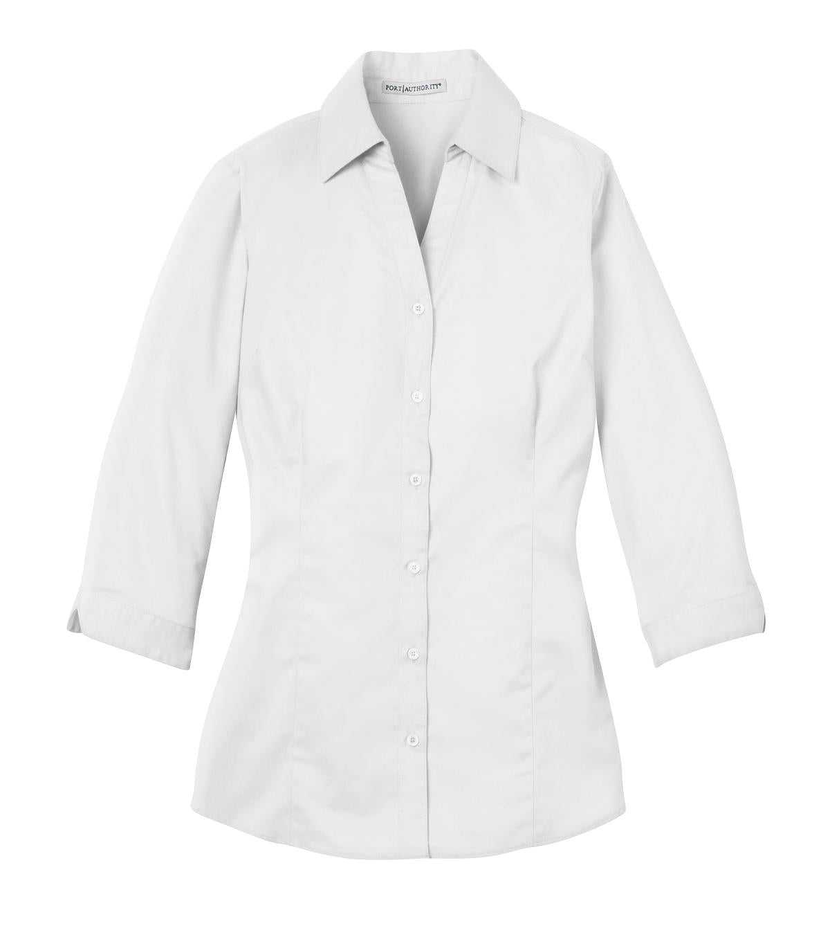 Port Authority L6290 Improved Ladies 3/4-Sleeve Blouse - White - HIT a Double - 5