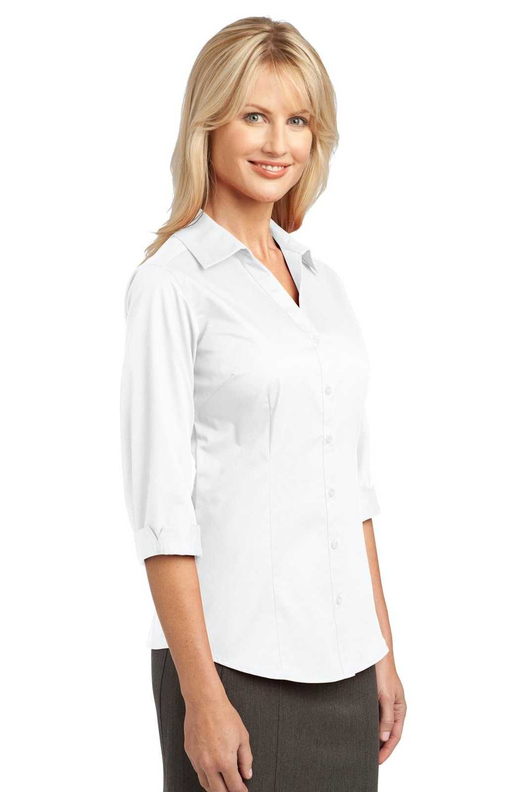 Port Authority L6290 Improved Ladies 3/4-Sleeve Blouse - White - HIT a Double - 4