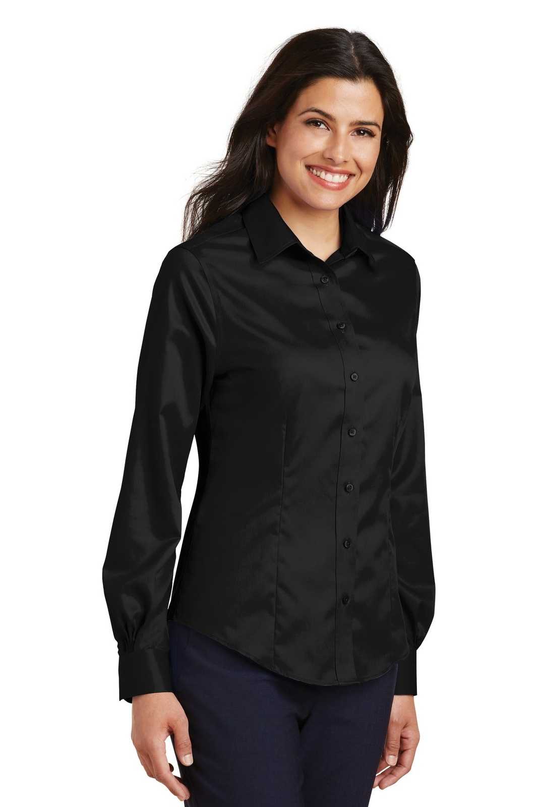 Port Authority L638 Ladies Non-Iron Twill Shirt - Black - HIT a Double - 4