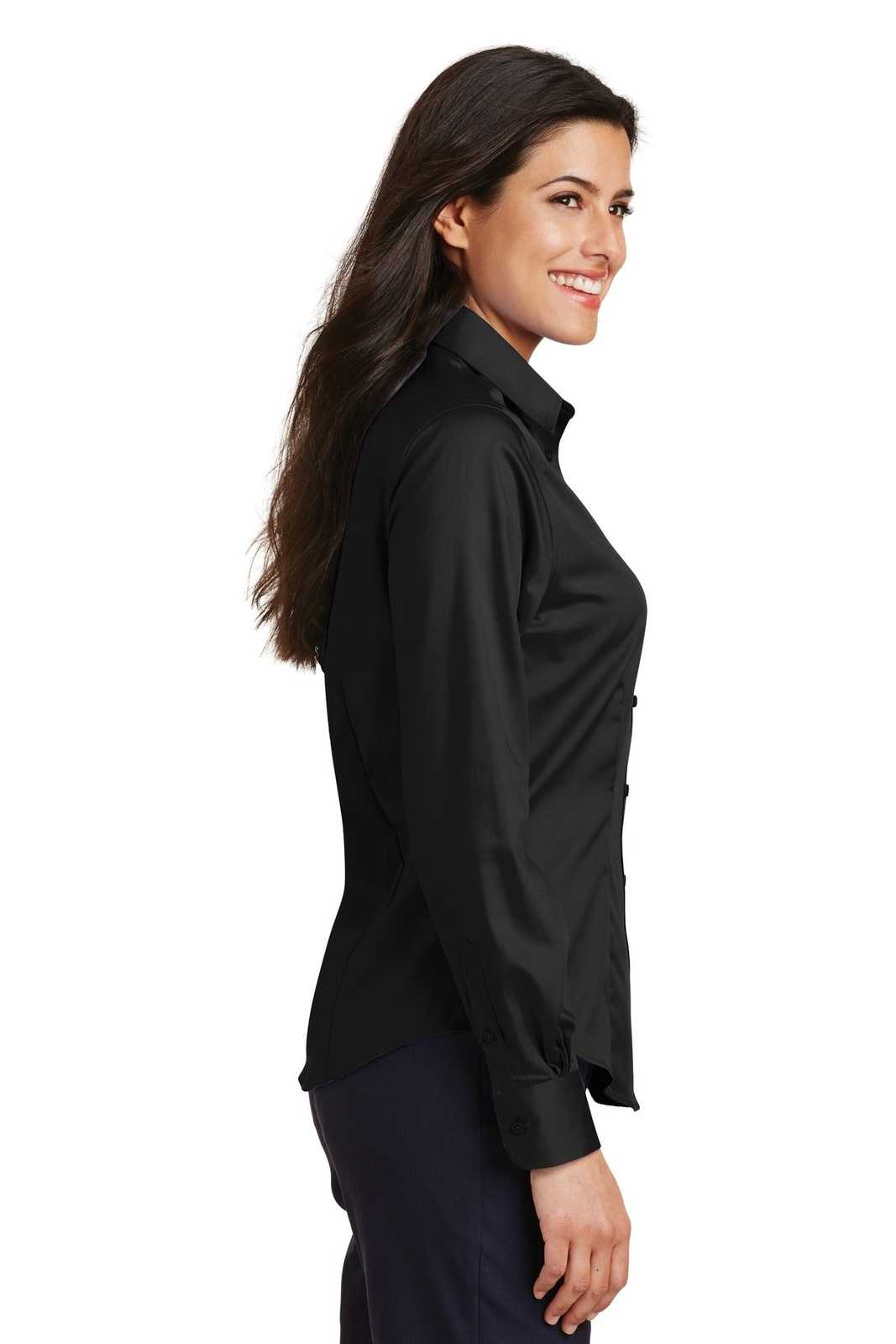 Port Authority L638 Ladies Non-Iron Twill Shirt - Black - HIT a Double - 3