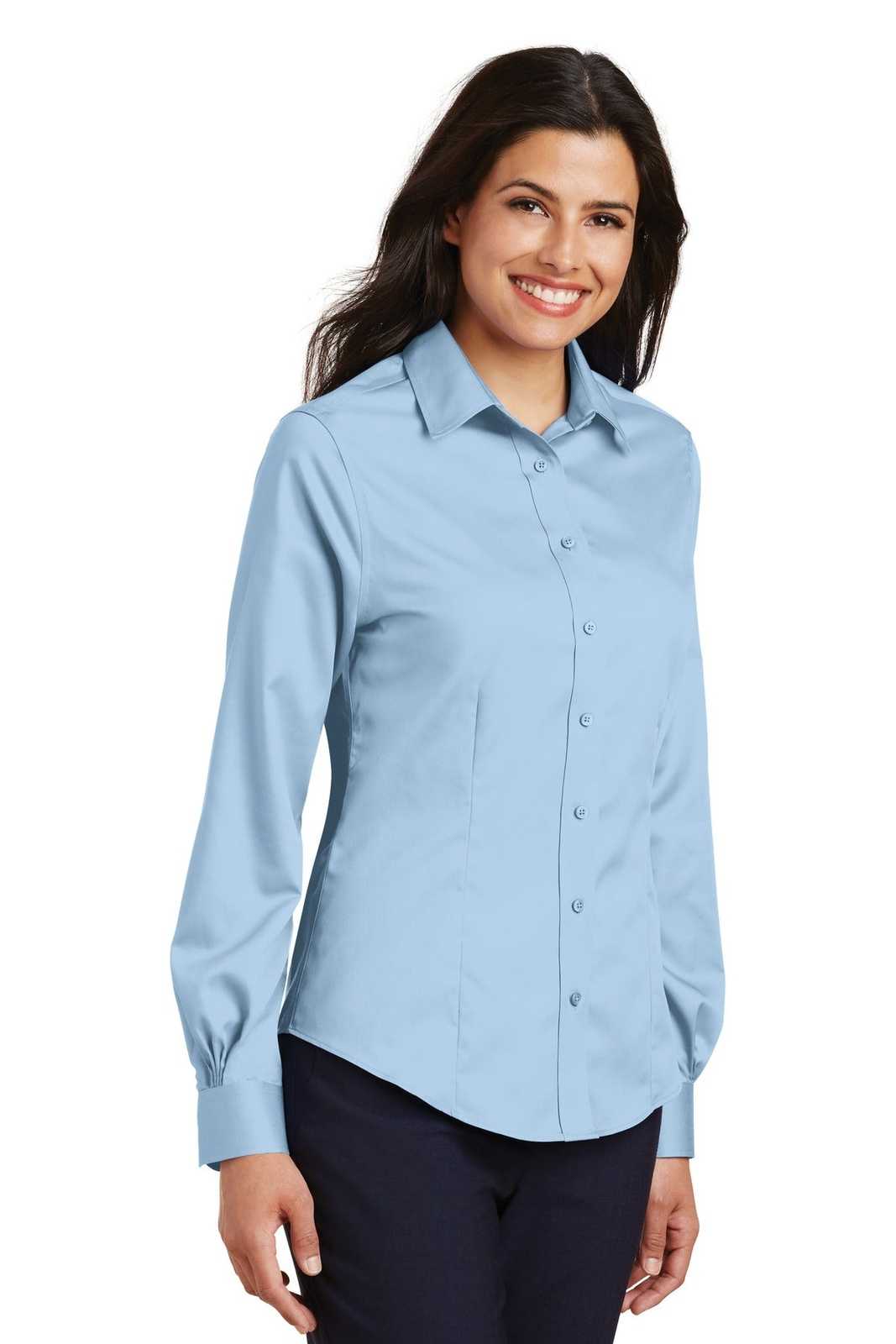 Port Authority L638 Ladies Non-Iron Twill Shirt - Sky Blue - HIT a Double - 4