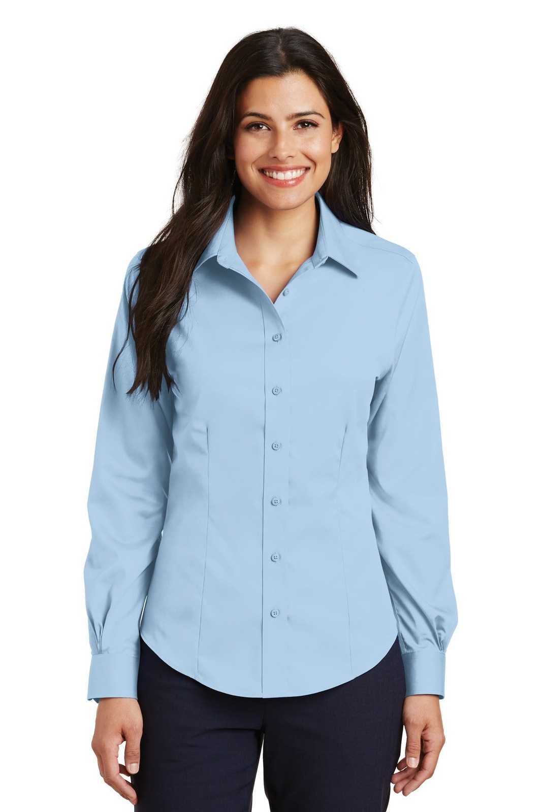 Port Authority L638 Ladies Non-Iron Twill Shirt - Sky Blue - HIT a Double - 1