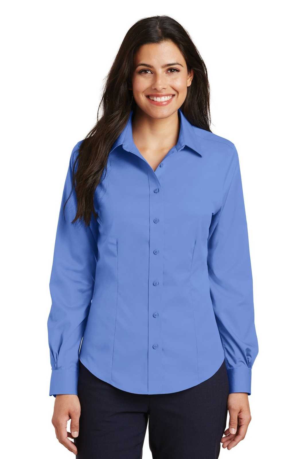 Port Authority L638 Ladies Non-Iron Twill Shirt - Ultramarine Blue - HIT a Double - 1