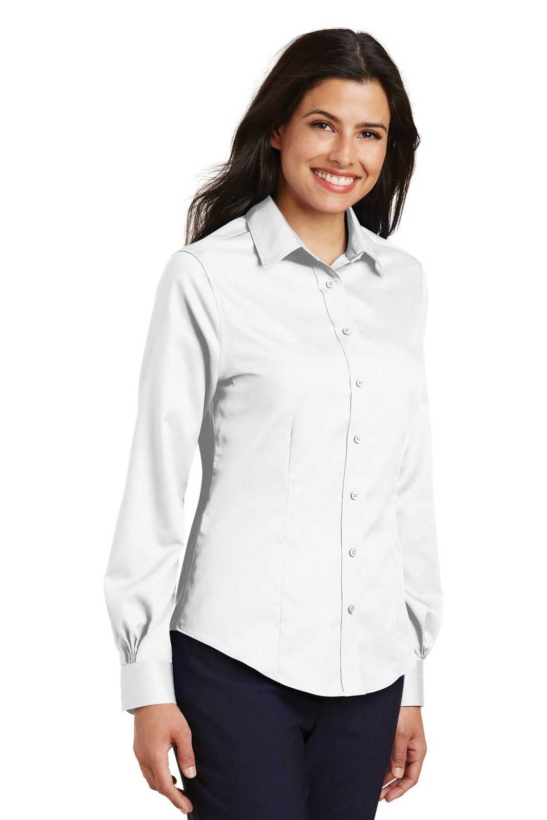 Port Authority L638 Ladies Non-Iron Twill Shirt - White - HIT a Double - 4