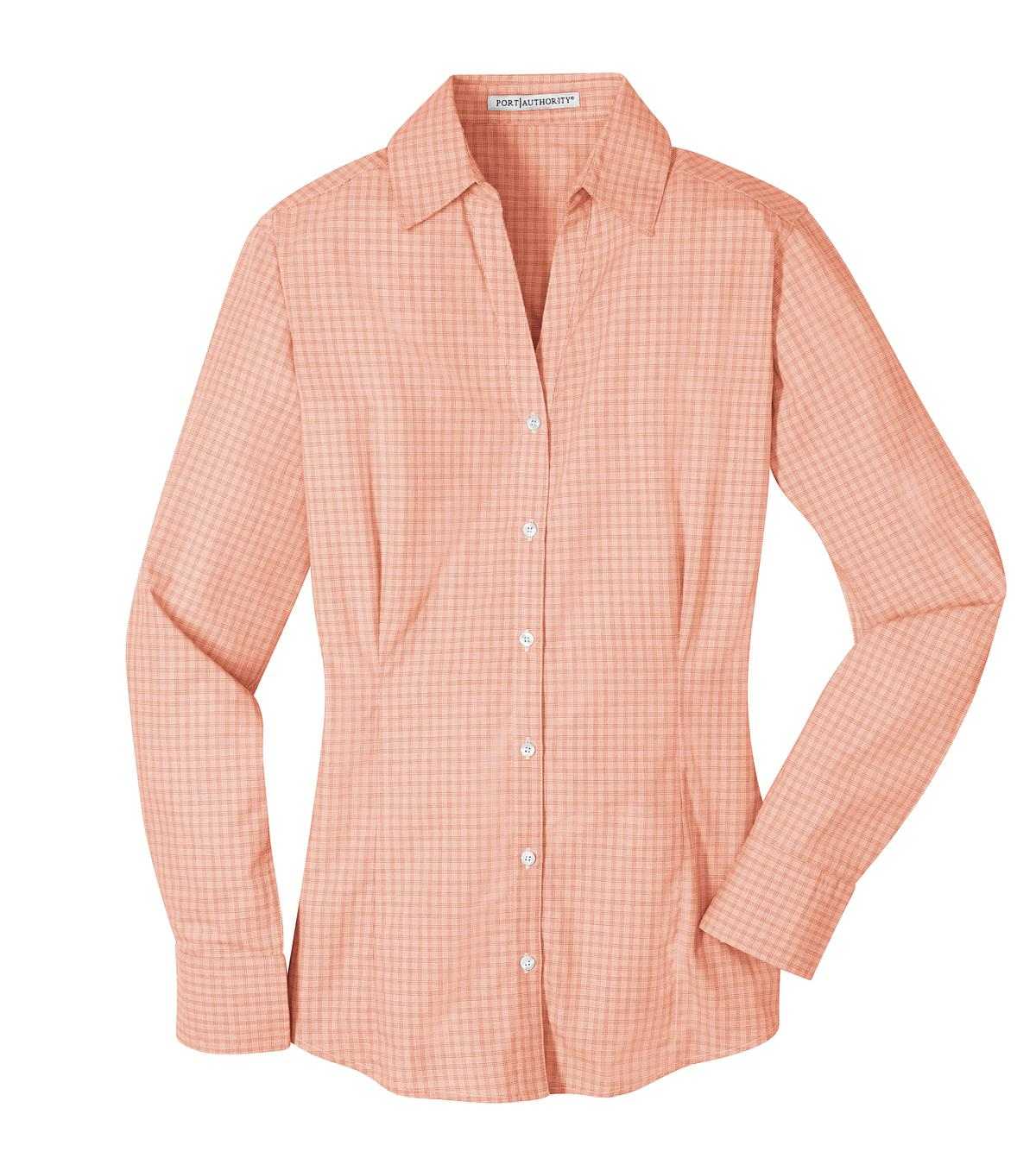 Port Authority L639 Ladies Plaid Pattern Easy Care Shirt - Orange - HIT a Double - 5