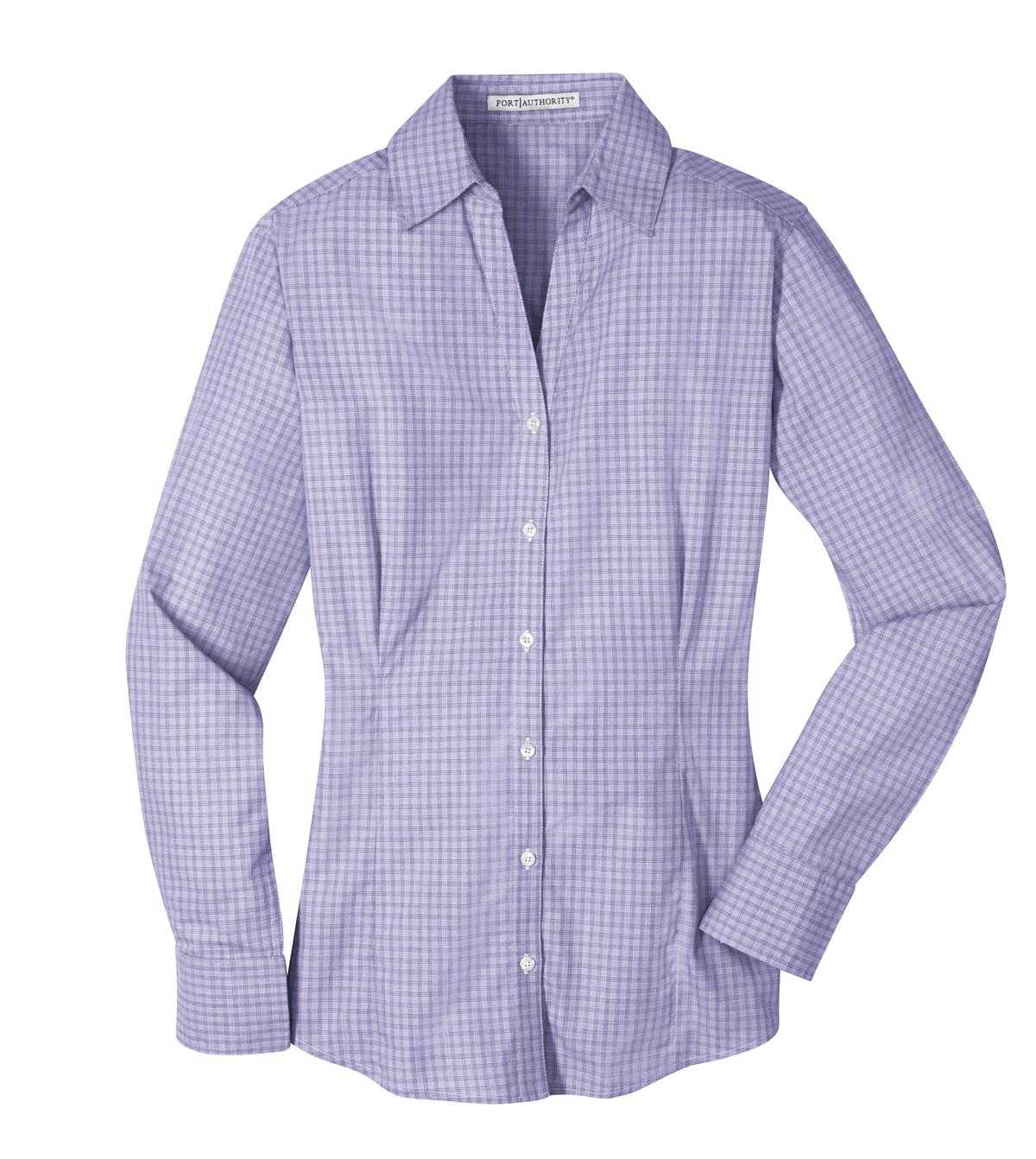 Port Authority L639 Ladies Plaid Pattern Easy Care Shirt - Purple - HIT a Double - 5