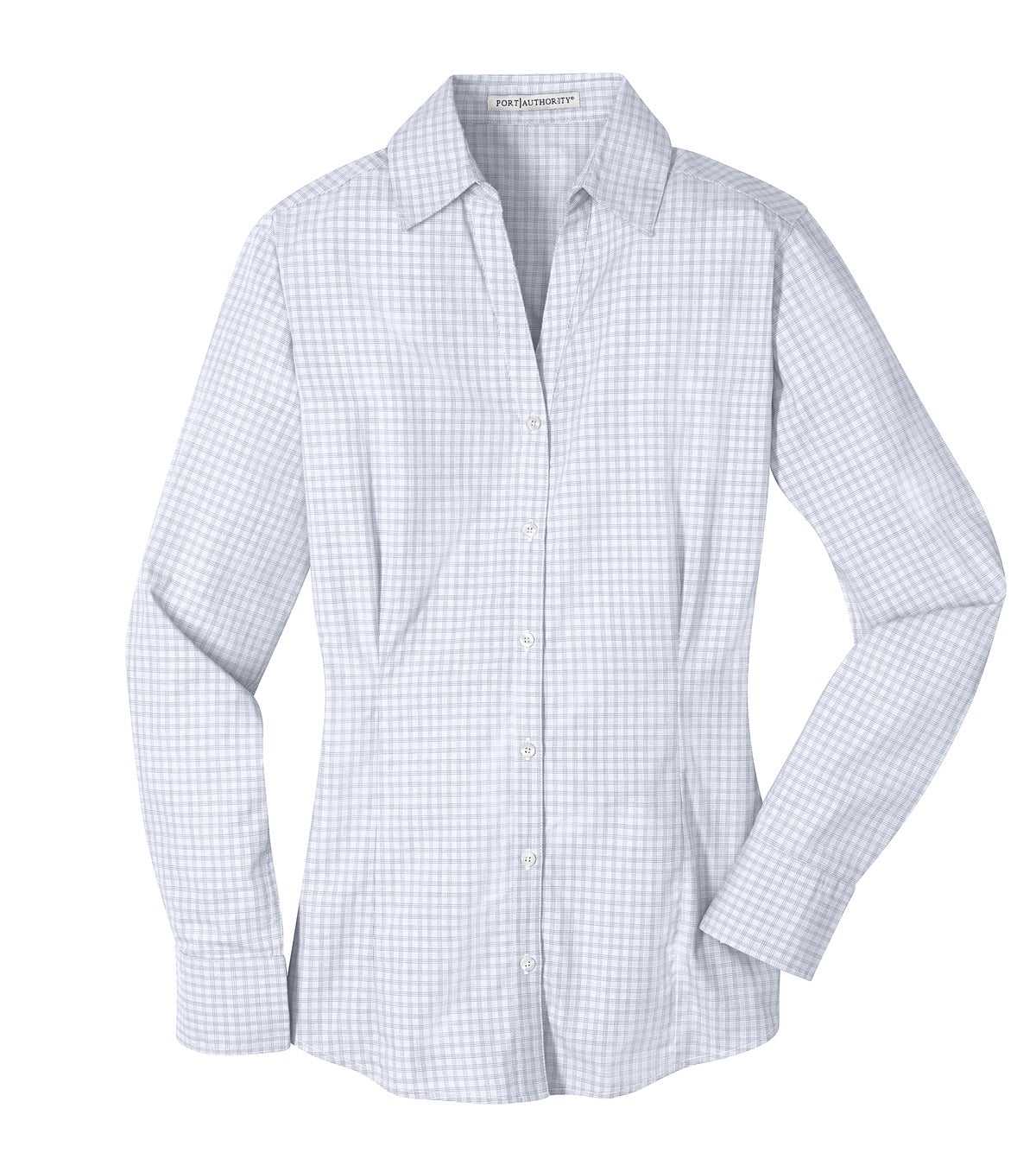 Port Authority L639 Ladies Plaid Pattern Easy Care Shirt - White - HIT a Double - 5