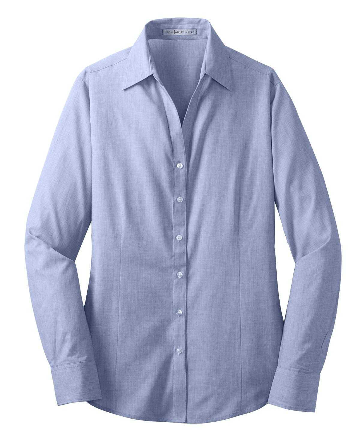 Port Authority L640 Ladies Crosshatch Easy Care Shirt - Chambray Blue - HIT a Double - 5