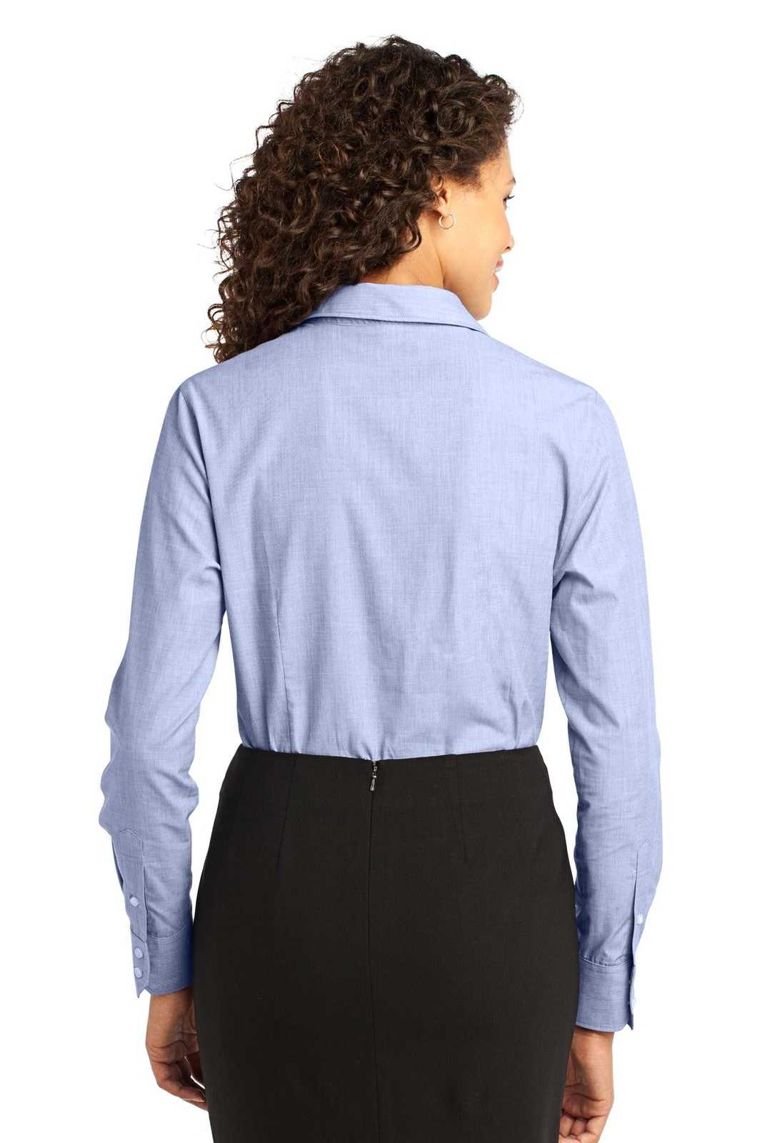 Port Authority L640 Ladies Crosshatch Easy Care Shirt - Chambray Blue - HIT a Double - 2