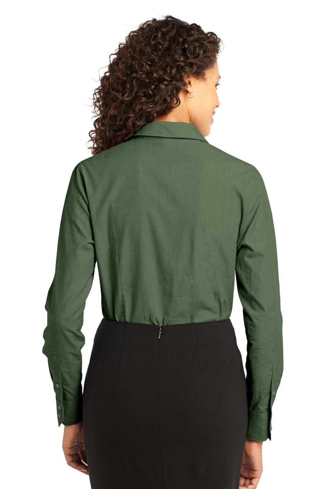 Port Authority L640 Ladies Crosshatch Easy Care Shirt - Dark Cactus Green - HIT a Double - 2